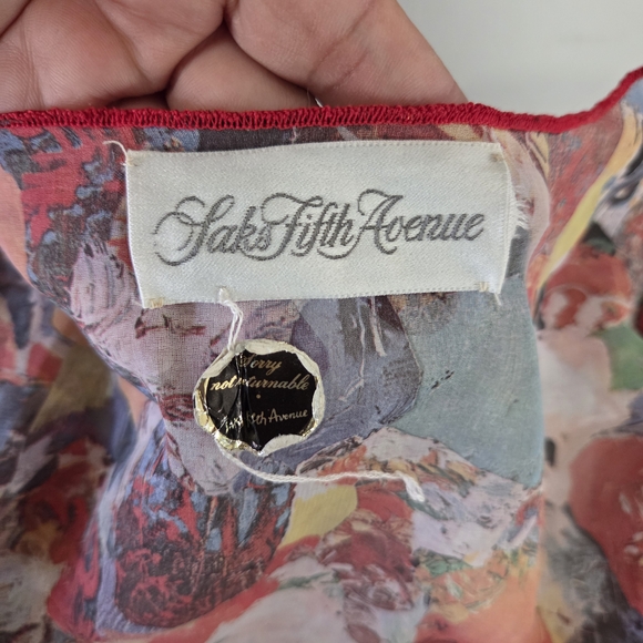 Vintage Saks Fifth Avenue Colorful Ruffle Sleeve Blouse - Picture 8 of 9